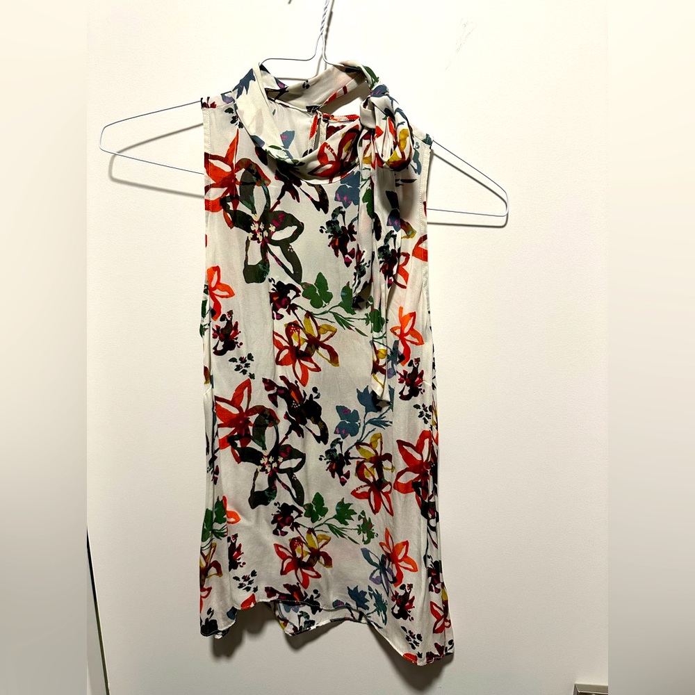 Nicole Miller Floral Tank Top, silk/viscose, size M
